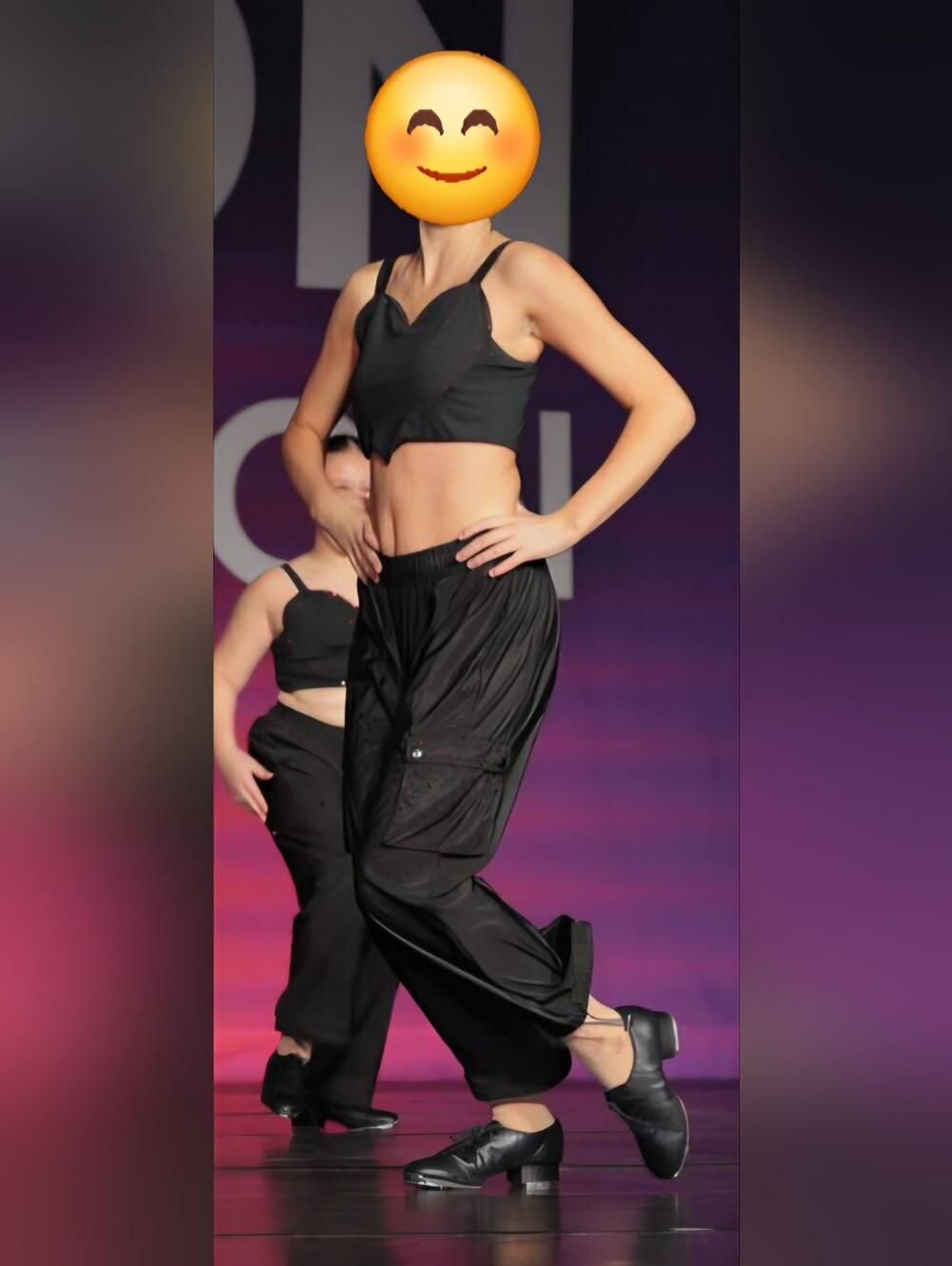 Rebel Athletic - Black Heart-Accent Crop Bralette with Red Studs, Baggy Pants